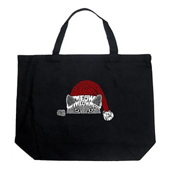 Christmas Peeking Cat - Large Word Art Tote Bag