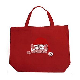 Christmas Peeking Cat - Large Word Art Tote Bag