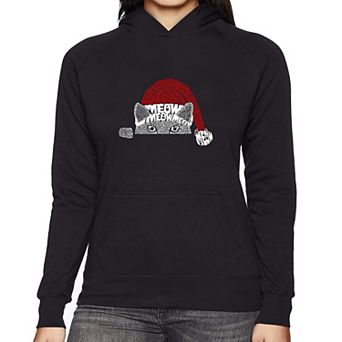 Christmas Peeking Cat - Women's Word Art Hooded Sweatshirt