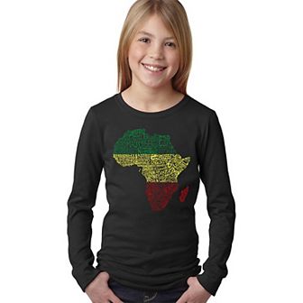 Countries in Africa - Girl's Word Art Long Sleeve