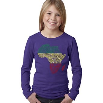 Countries in Africa - Girl's Word Art Long Sleeve