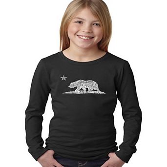 California Bear - Girl's Word Art Long Sleeve