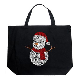 Christmas Snowman - Large Word Art Tote Bag