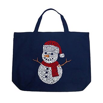 Christmas Snowman - Large Word Art Tote Bag