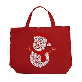 Christmas Snowman - Large Word Art Tote Bag