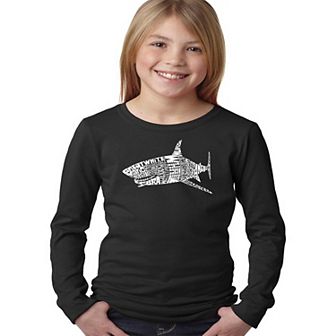 SPECIES OF SHARK - Girl's Word Art Long Sleeve