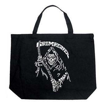 Large Word Art Tote Bag - Grim Reaper