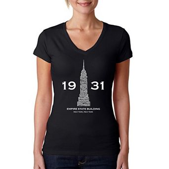 Empire State Building - Women's Word Art V-Neck T-Shirt