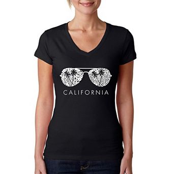 California Shades - Women's Word Art V-Neck T-Shirt