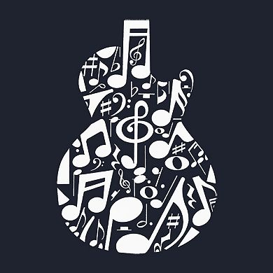Music Notes Guitar - Small Word Art Tote Bag