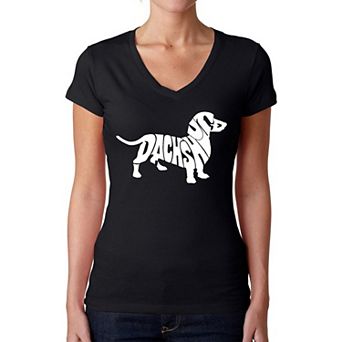 Dachshund - Women's Word Art V-Neck T-Shirt