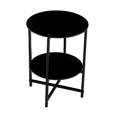 F.C Design 2-Layer Tempered Glass End Table: Round Coffee Table for Bedroom, Living Room, Office