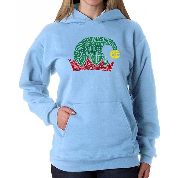 売れ筋商品|||エルエーポップアート カットソー トップス レディース Women's Christmas Elf Hat Word Art Hooded Sweatshirt Black LA Pop Art Women's Word Art Hooded Sweatshirt - HATELF