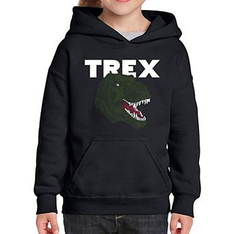 T-Rex Head - Girl's Word Art Hooded Sweatshirt