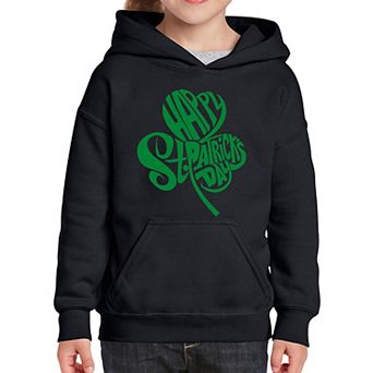 St. Patrick's Day Shamrock - Girl's Word Art Hooded Sweatshirt