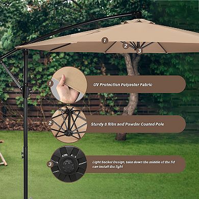F.C Design 10ft Offset Umbrella Cantilever Patio Hanging Umbrella Outdoor Market with Crank & Cross Base - Ideal for Garden