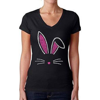 Bunny Ears - Women's Word Art V-Neck T-Shirt