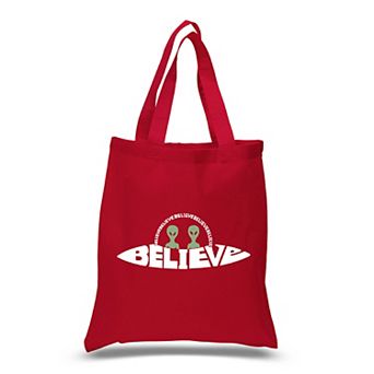 Believe UFO - Small Word Art Tote Bag