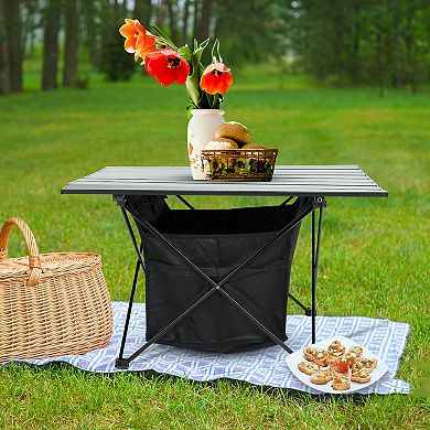 F.C Design Portable Folding Aluminum Alloy Table with High-Capacity Storage and Carry Bag for Camping, Traveling, Hiking, Fishing, Beach, BBQ - Large