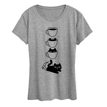 Women's Cat Coffee Cup Graphic Tee