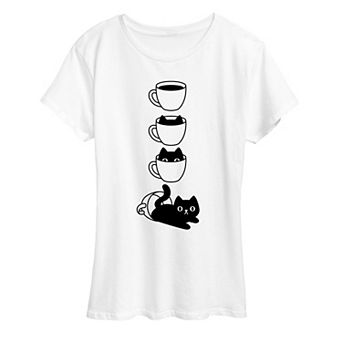 Women's Cat Coffee Cup Graphic Tee