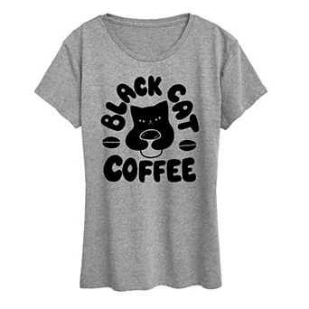 Women's Black Cat Coffee Graphic Tee