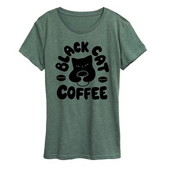 Women's Black Cat Coffee Graphic Tee