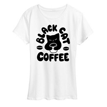 Women's Black Cat Coffee Graphic Tee