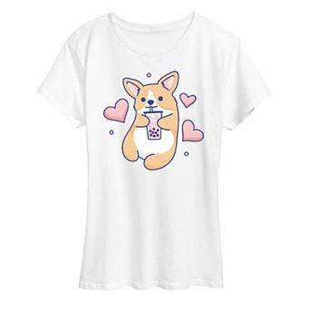 Women's Corgi With Boba Graphic Tee