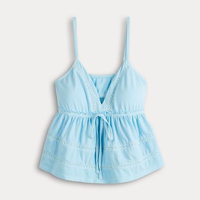 Juniors' SO® Molded Cup Tiered Lace Cami