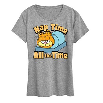 Women's Garfield Nap Time All The Time Graphic Tee