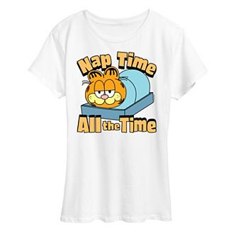 Women's Garfield Nap Time All The Time Graphic Tee