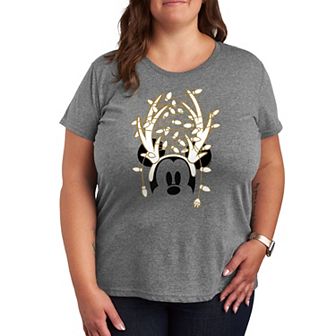 Disney's Mickey Mouse Plus Antlers Gold Glitter Graphic Tee