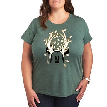 Disney's Mickey Mouse Plus Antlers Gold Glitter Graphic Tee