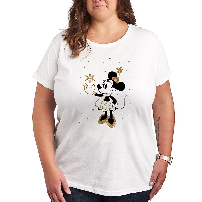 Disney's Minnie Mouse Plus Winter Sparkle Graphic Tee, Women's, Size: 4XL, White