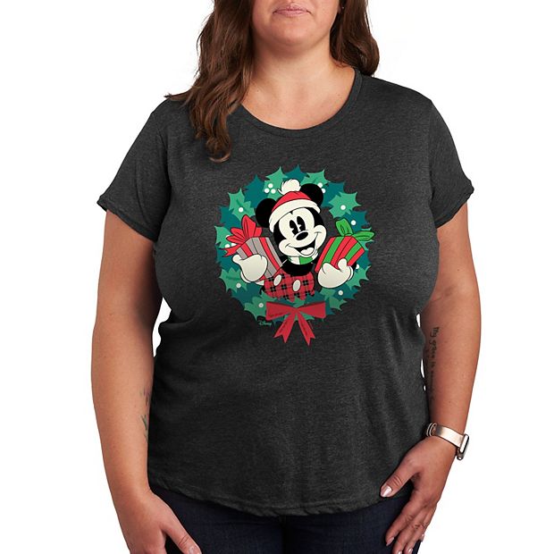 Disney Mickey Mouse Women's Plus Size T-Shirt Print (1X, Charcoal