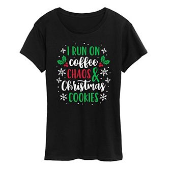 Women's Coffee Chaos Christmas Cookies Graphic Tee