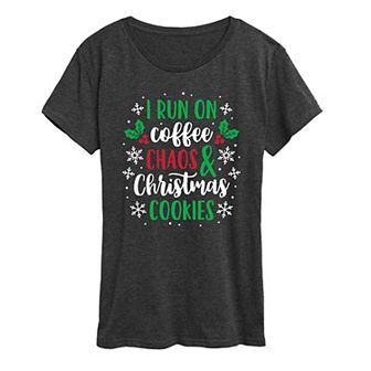 Women's Coffee Chaos Christmas Cookies Graphic Tee