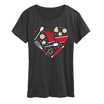 Women's Christmas Baking Heart Graphic Tee