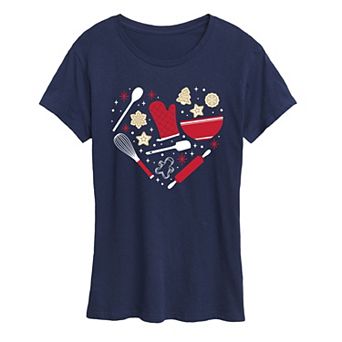 Women's Christmas Baking Heart Graphic Tee