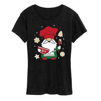Women's Christmas Baking Gnome Graphic Tee