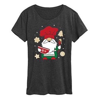 Women's Christmas Baking Gnome Graphic Tee