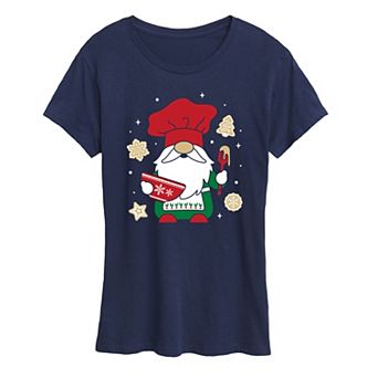 Women's Christmas Baking Gnome Graphic Tee