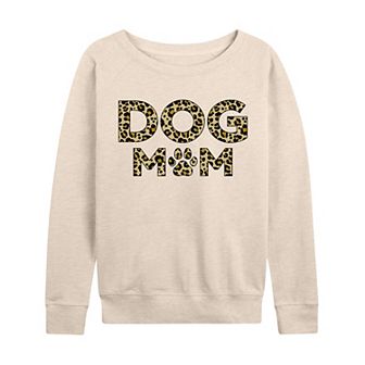 Women's Dog Mom Leopard French Terry Long Sleeve Tee
