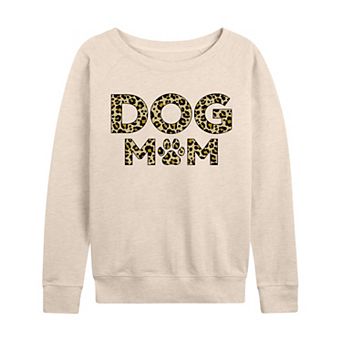 Women's Dog Mom Leopard French Terry Long Sleeve Tee