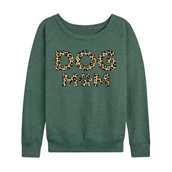 Women's Dog Mom Leopard French Terry Long Sleeve Tee