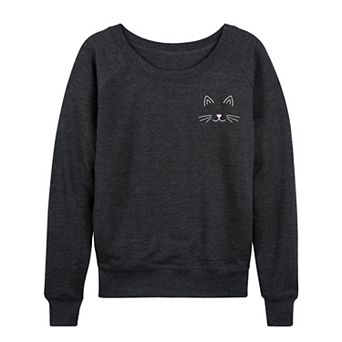 Women's Cat Face French Terry Long Sleeve Tee