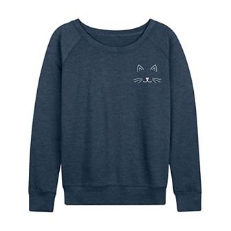 Women's Cat Face French Terry Long Sleeve Tee