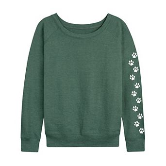 Women's Paw Prints Sleeve French Terry Long Sleeve Tee