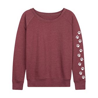 Women's Paw Prints Sleeve French Terry Long Sleeve Tee